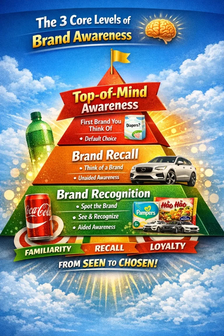 Brand Awareness (Nhận biết thương hiệu): 3 cấp độ cần đạt được